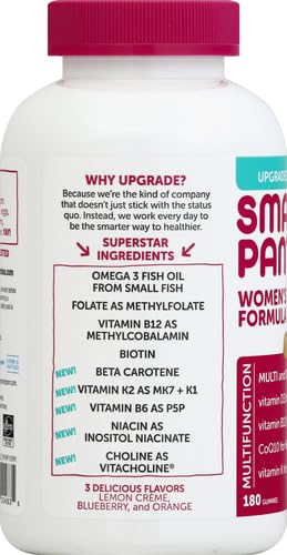 SmartyPants Women's Multivitamin Gummies: Omega 3 Fish Oil (EPA/DHA) Methylfolate CoQ10 Vitamin D3 C Vitamin B12 B6 A K &amp Zinc Inositol Gluten Free (30 Day Supply) 180 Count (Pack of 2