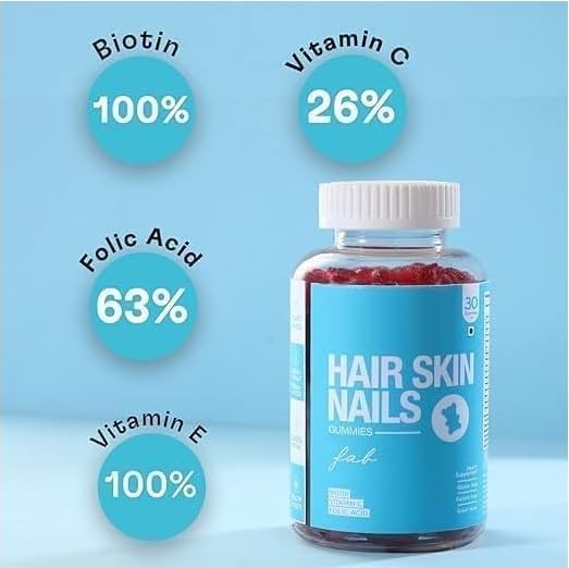 Hair Skin &amp Nails Vitamin Gummies - with Biotin Folic Acid Vitamin A C E B6 B7 B9 &amp B12 for Hair Growth Glowing Skin &amp Strong Nails (30-Day Pack)