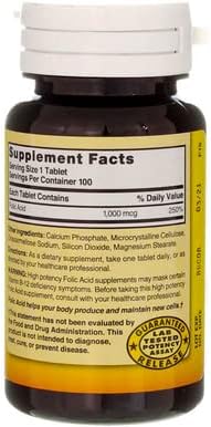 Nature`s Blend Folic Acid 1000mcg Tablets 100 Count (6 Pack)