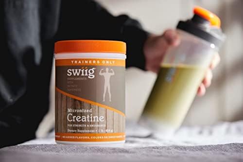 swiig Micronized Creatine Monohydrate No Gluten No Yeast Corn or Wheat No Added Flavors No Dairy Fish or Soy No Preservatives Colors or Sweeteners No GMO Ingredients - 90 Servings