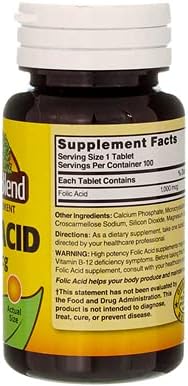 Nature`s Blend Folic Acid 1000mcg Tablets 100 Count (3 Pack)