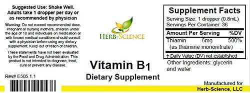 Vitamin B1 Liquid Drops – Thiamine Supplement High Potency 500% DV 36 Servings 1 fl oz