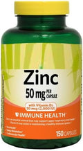 SEDLAV Zinc with Vitamin D Immune Health Capsules Food-Based Formula 50 mg 150 Count