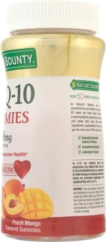 Nature's Bounty CoQ10 GummiesSupports Heart HealthCoQ10 200mgPeach Mango Flavor60 Count (Pack of 3)