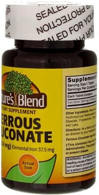 Nature`s Blend Ferrous Gluconate Tablets 325 mg 100 Count Per Bottle (5 Bottles)
