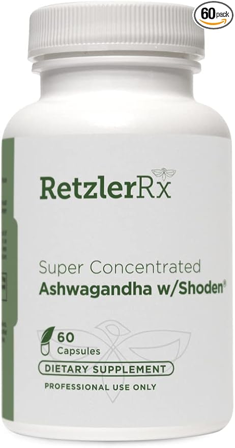 HormoneSynergy RetzlerRx® Ashwagandha with Shoden® - High-Potency Ashwagandha Extract with 35% Withanolides - Clinically Proven for Stress Relief Calm and Sleep Support - 120 mg 60 Capsules