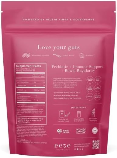 Daily-eeze Prebiotic Fiber - Prebiotic Inulin Fiber with Elderberry - Supports Digestive Wellness Regularity &amp Gut Balance - Gentle Daily Supplement for Women &amp Men | 30 Servings