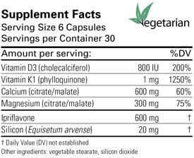 Karuna Ipriflavone Plus 600mg | 180 Vegetarian Capsules | Non-GMO No Preservatives | Vitamin D3 &amp K1 Calcium Magnesium Silicon