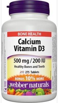 Webber Naturals Calcium Carbonate 500mg with Vitamin D3 200iu 275 Tabs Bonus Pack