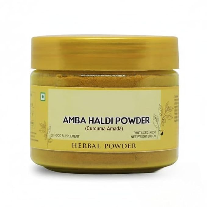 Amba Haldi Powder (Curcuma Amada/Mango Ginger) Pure Organic &amp Natural Amba Haldi Powder (Jungli Haldi Turmeric) -200 gm