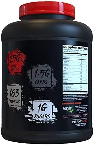 Insane Labz Insane Whey Ripped Lean Muscle Building Protein with L-Carnitine and CLA Oil Powder 5lbs 60 Servings Chocolate