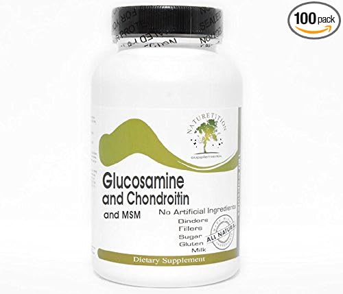 Glucosamine 750mg Chondroitin 600mg and MSM 500mg TS ~ 100 Capsules - No Additives ~ Naturetition Supplements