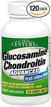 21st Century Glucosamine Chondroitin Advanced Plus MSM Tablets - 120 ct Pack of 5