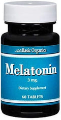 Basic Organics Melatonin 3 mg Tablets - 60 ct Pack of 6