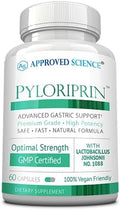 Approved Science Pyloriprin - Advanced Digestive Support for A Healthy Stomach - Zinc L-Carnosine Probiotic Broccoli Sprout Deglycyrrhized Licorice - 60 Capsules - One Month Supply - Vegan