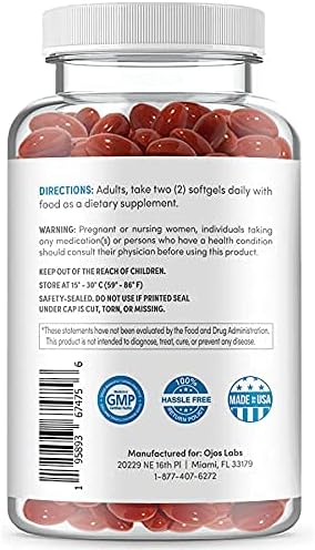 Eye Vitamins - AREDS 2 Based Formula - Eye Vitamin with Lutein &amp Zeaxanthin for Macular Health - Vision Supplements for Adults - 180 Softgels Support &amp Care for Eyes - Made in USA