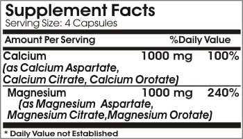 Max Calcium1000mg and Magnesium 1000mg for Women ~ 200 Capsules - No Additives ~ Naturetition Supplements