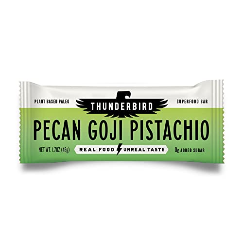 Thunderbird Bars Energy Snack Gluten-Free with Protein Healthy Real Food Vegan Paleo Non-GMO No Added Sugar Pecan Goji Pistachio Flavor (12 Count 1.7 oz. Bars)