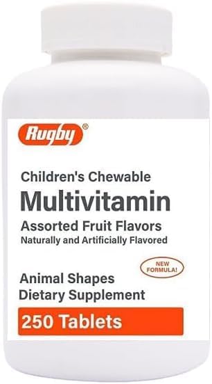 2 Pack Children's Chewable Multivitamin ACDEB6B12 Animal Shapes Assorted Fruit Flavors Dietary Supplement - 500 Tablets