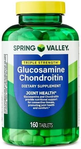 H4U Spring Valley Triple Strength Glucosamine Chondroitin Dietary Supplement Tablets for Joint Health 160 Count