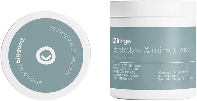 Fringe Electrolyte and Mineral Mix Pure Ocean Sea Salt for Rehydration Potassium Chloride Magnesium Malate for Muscle Tension Calcium and Trace Minerals for Essentials Unflavored 45 Servings
