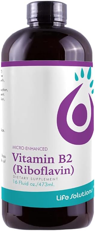 Life Solutions Vitamin B2 - Liquid Dietary Supplement with 50mg Riboflavin Per Serving - Highly Bioavailable Pharmacist Formulated Rapid-Sorb Technology for Efficient Nutrient Absorption - 16 fl oz