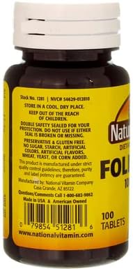 Nature`s Blend Folic Acid 1000mcg Tablets 100 Count (3 Pack)
