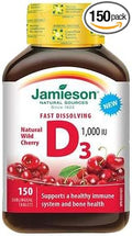 Jamieson Vitamin D3 1000 IU Fast-Melting Natural Wild Cherry 150 tabs