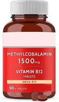 RJ Vitamin B12 Tablets 1500mcg -Active Form of Methylcobalamin B12 Supplement for Men &amp Women- 90 Veg Tablets