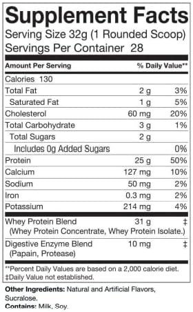 Whey Protein Powder- Post Workout Whey Protein Isolate for Muscle Recovery Non-GMO Superior Taste BCAAs Tested and Certified Smooth Vanilla 2 Pounds