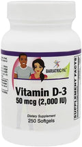 BariatricPal Vitamin D-3 50mcg (2000 IU) - Easy Swallow Vegetarian Softgels (250 Count)