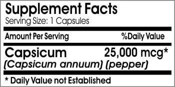 Capsicum 25000mcg // 200 Capsules // Pure // by PureControl Supplements