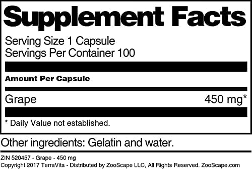 Grape - 450 mg (100 Capsules ZIN: 520457)
