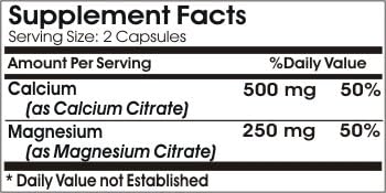 Calcium 500mg and Magnesium Citrate 250mg ~ 200 Capsules - No Additives ~ Naturetition Supplements