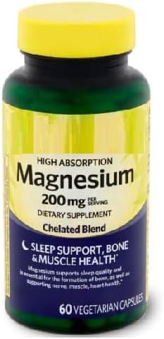SEDLAV Magnesium Sleep Support Bone &amp Muscle Health Dietary Supplement Vegetarian Capsules 200 mg 60 Count Sticker Designed for Structured Daily Use to Assist in Sleep Cycle Balance