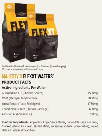 Majesty's Flex XT Wafers - Superior Horse/Equine Joint Support with Increased Supplement Levels - Glucosamine MSM Yucca Vitamin C (Peppermint 2 Pack (120 Count Total))
