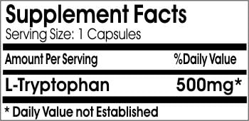 L-Tryptophan 500mg ~ 100 Capsules - No Additives ~ Naturetition Supplements