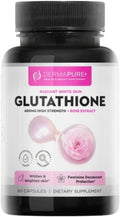 Dermapure Glutathione Whitening Pills 2-in-1 600mg with Rose Oil Extract – Skin Lightening &amp Deodorant Supplement - Dark Spots Acne Scars &amp Hyperpigmentation – Made in USA 60 Capsules (1 Pa