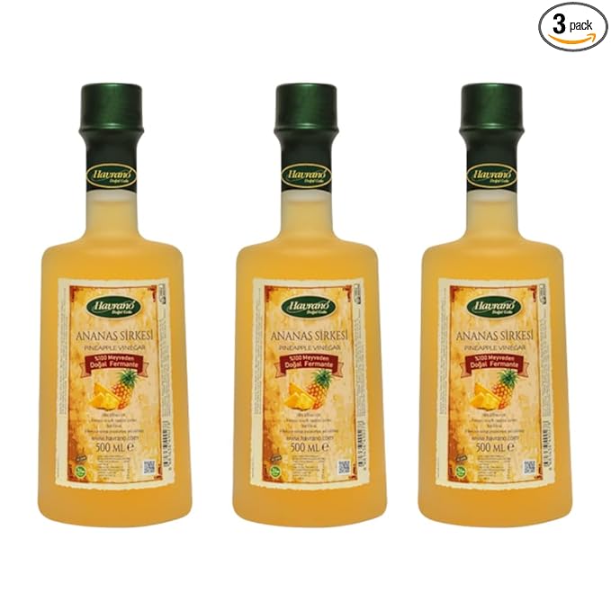 Natural Fermented Pineapple Vinegar 16.9 fl oz - Tropical Flavor for Salads Sauces and Drinks (Pack of 3)