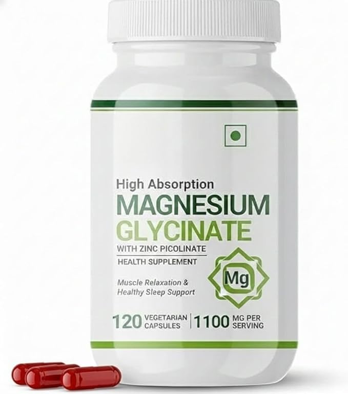 Magnesium Glycinate 1100mg (Elemental Magnesium 242mg) with Zinc 10mg (as Zinc Picolinate) Per Serving - 120 Capsules (Pack of 1)
