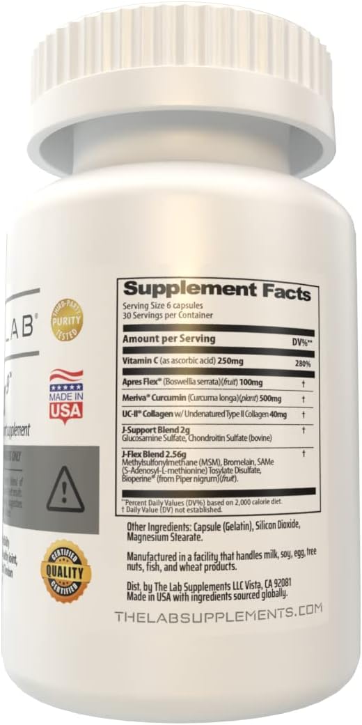 J-FLEX9 Advanced Joint Health Supplement + Cartilage Support &amp Tendon Function | Ingredients include: Chondroitin Glucosamine MSM Curcumin Boswellia Serrata Collagen. Made in USA