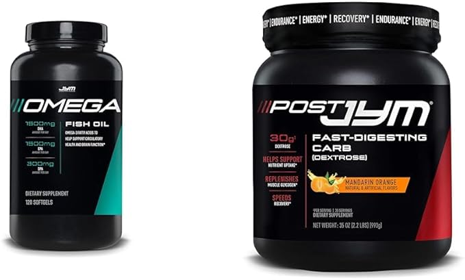 Omega JYM Fish Oil 2800mg &amp Post JYM Fast Carbs for Muscle Growth &amp Recovery