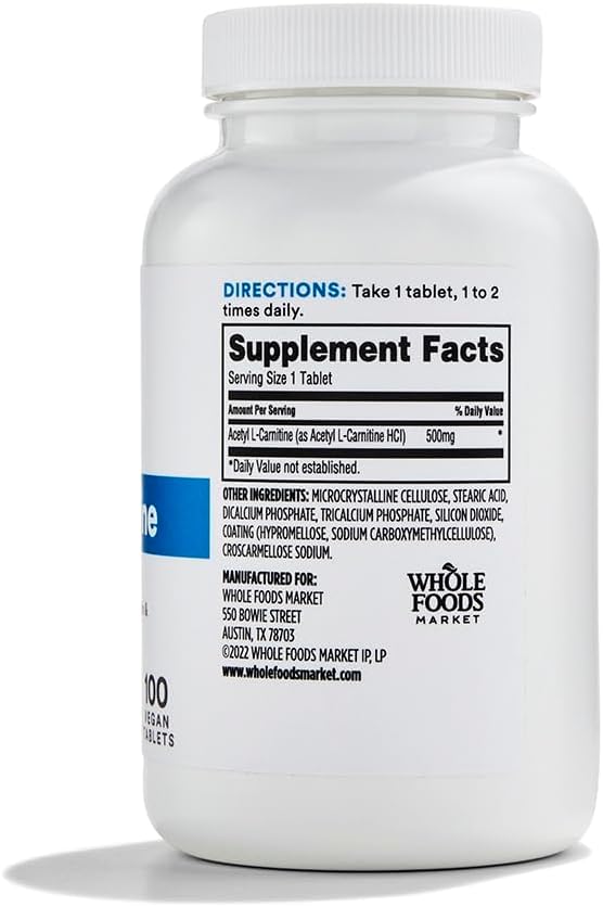 Whole Foods Market Acetyl L-Carnitine 500mg 100 ct