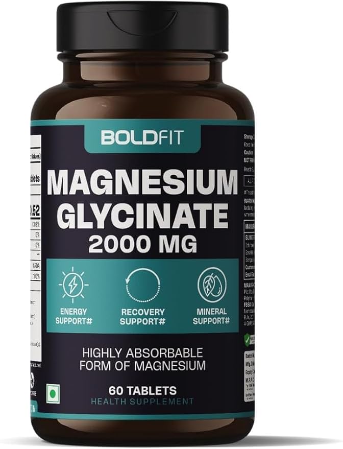 Magnesium Glycinate Supplement High Absorption Magnesium Supplements 2000mg Per Serving for Bone &amp Muscle Health (60 Veg Tablets)