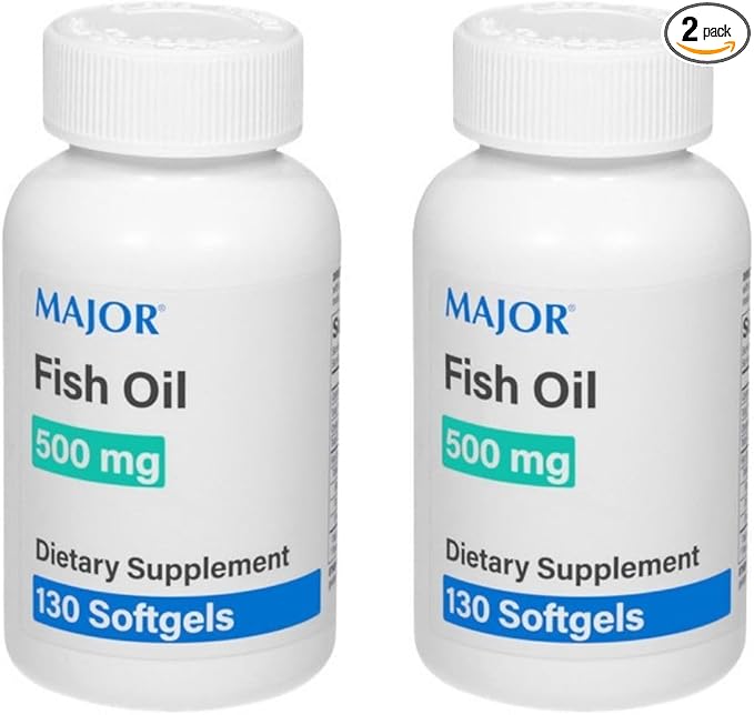 MAJOR Fish Oil 500mg Softgels - Omega-3 Fish Oil Supplement - Dietary Supplement - 130 Count (2 Pack)