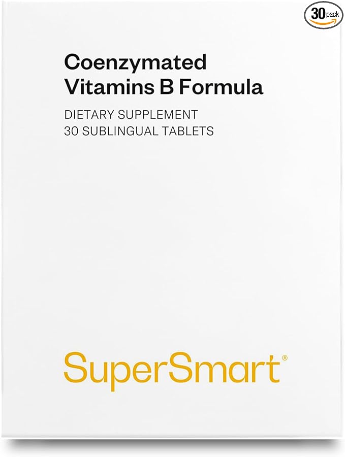 Supersmart - Coenzymated B Formula - Contains All the B Group Vitamins - Five Times More Active | Non-GMO &amp Gluten Free - 30 Tablets