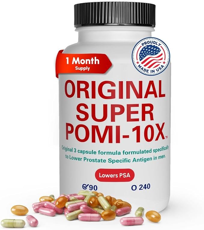 Orignal Super POMI 10X Prostate Supplements for Men - Herbal Formula with Pomegranate Turmeric and Green Tea - Supports Prostate Function and Promotes Urinary Comfort - 90 Count