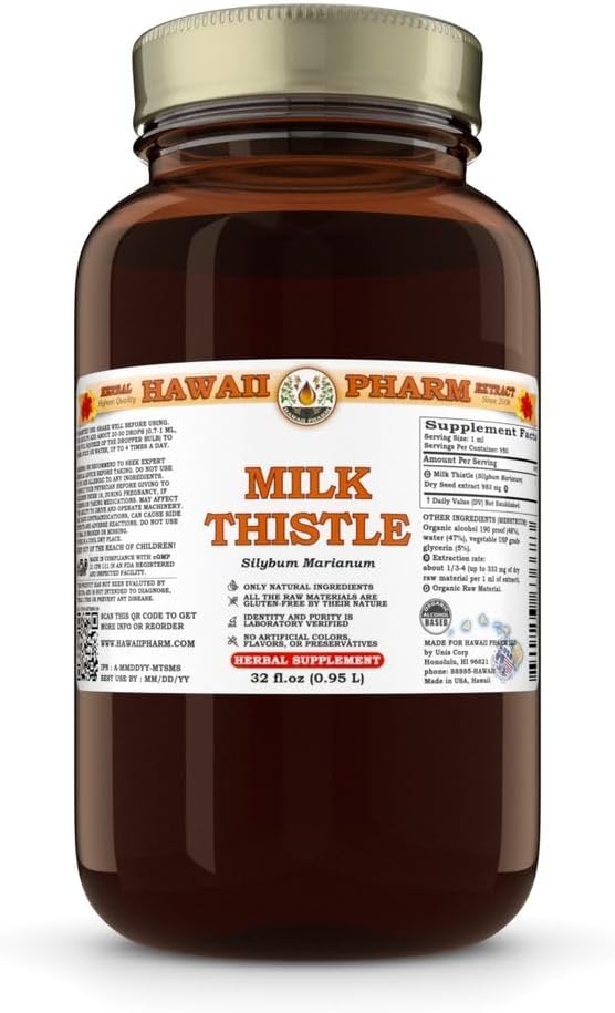 Milk Thistle (Silybum marianum) Dry Seed Tincture All Natural Vegan Pure Liquid Extract - 32 fl.oz