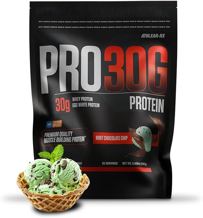 ATHLEAN-X PRO-30G Premium Whey Protein Isolate Powder Mint Chocolate Chip Gluten-Free Low Sugar 30g of High Protein Powder for Muscle Recovery &amp Growth
