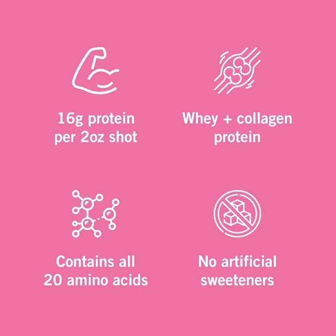 Vidafuel Protein Drink 16g protein per 2oz shot 32 fl oz carton 2 Pack berry and citrus collagen and whey drink no artificial sweeteners